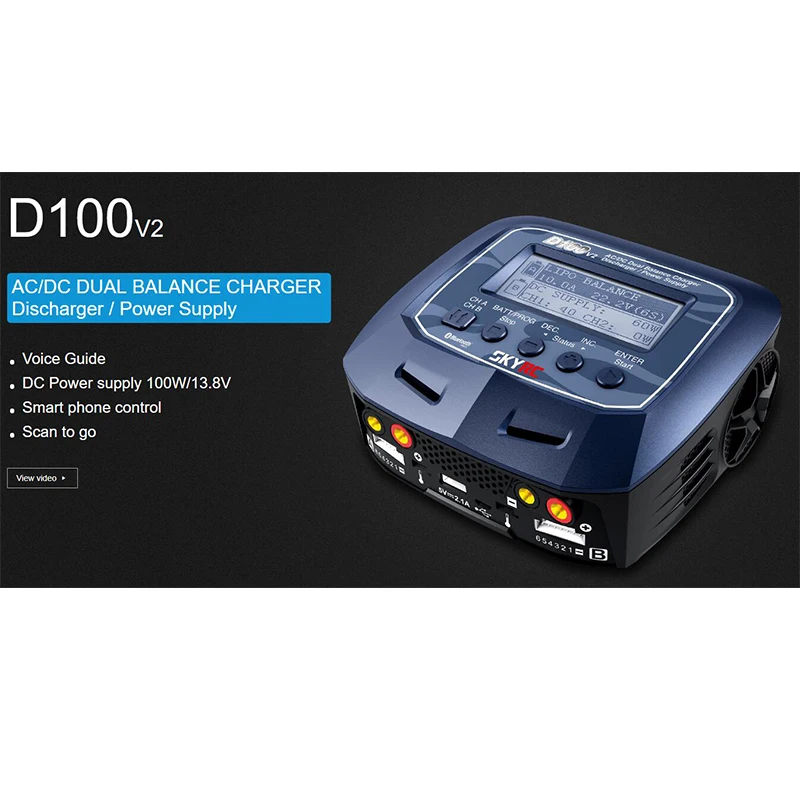 

SKYRC D100 V2 AC / DC Dual Balance Charger Discharger/ Power Supply US / EU Plug for LiPo/ LiFe/ LiIon/ LiHV/ NiMH/ pb battery