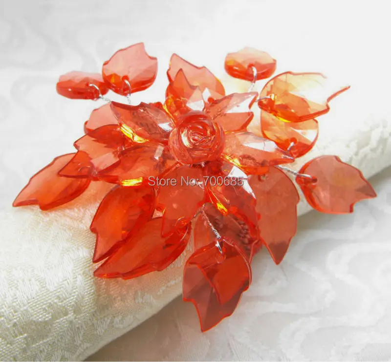 

red poinsettia flower napkin ring ,acrylic napkin holder,