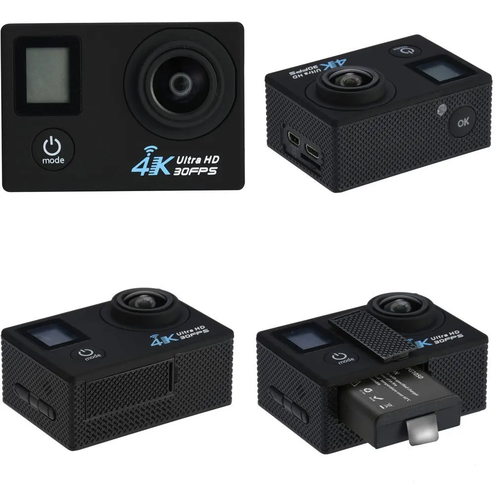 Экшн камера Ultra HD 4K Wi Fi 1080P 16 МП двойной экран 170D водонепроницаемая