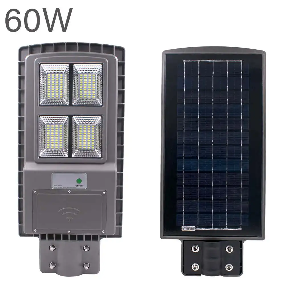 Mising 80Leds 30/60W LED Solar Lamp Solar Powered Outdoor PIR Motion Sensor Garden Wall Street Lamp Black/Gray Shell Waterproof - Испускаемый цвет: 60W Gray Shell