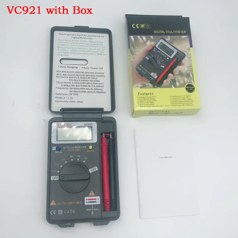 ZOYI VC921 3 профессиональный цифровой мультиметр 550 в Автоматический диапазон ручной мультиметр напряжение емкость диод тест инструмент - Цвет: VC921 with Box