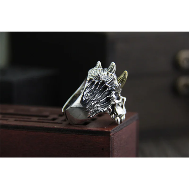 Подлинные часы Мужские Кольца Серебро s925 старинное кольцо с черепом ручная