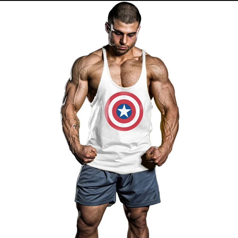 Новая Горячая Капитан Америка Майка Мужчины Gymshark Бодибилдингу Стрингер Топы