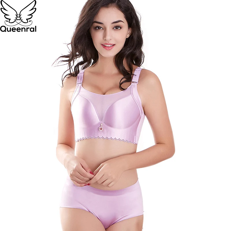 Queenral бесшовное белье Для женщин Set Lingerie сексуальный комплект бюстгальтер плюс