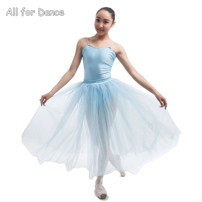 Pale Blue Ballet Dance Dress Romantic Long Tutu Women Stage Performance | Тематическая одежда и униформа