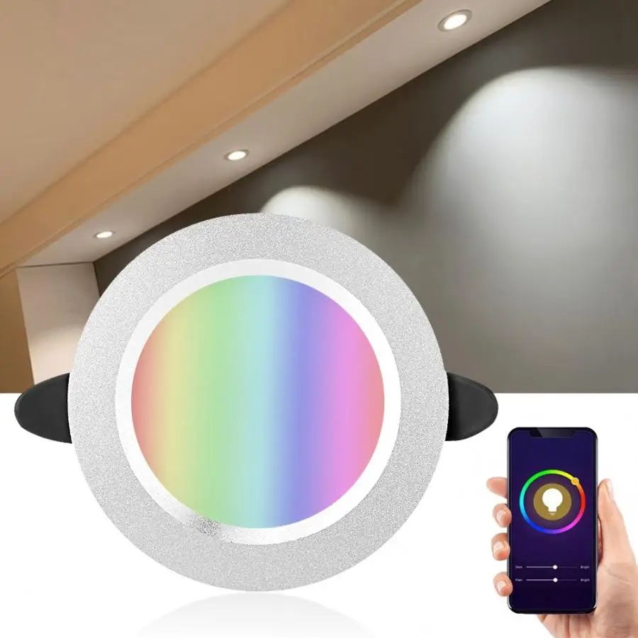 Интеллектуальный светильник Wifi рабочий RGB вниз светильник 7 Вт СВЕТОДИОДНЫЙ многоцветный вниз светильник ing AC 85-265 в серебряный умный светодиодный светильник