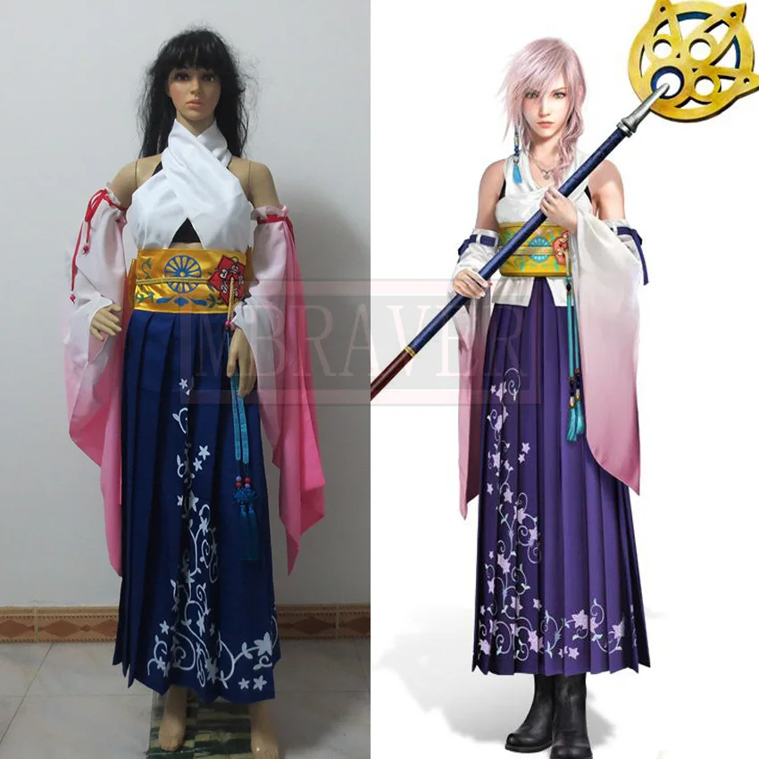 Новое поступление Final Fantasy FFX-2 маскарадный костюм Yuna костюм кимоно