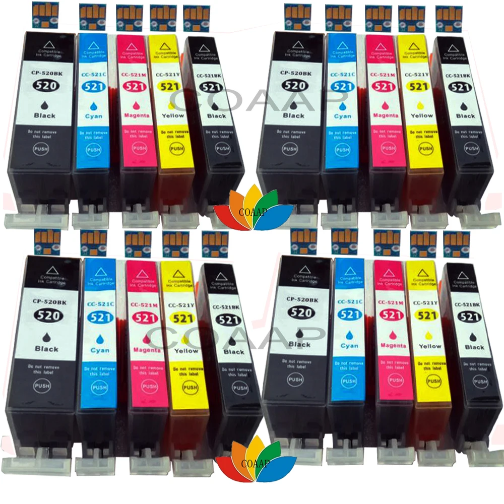 20 совместимых чернильных картриджей Canon PGI 520 CLI 521 XL цветной принтер PIXMA IP4700 MP540 MP550