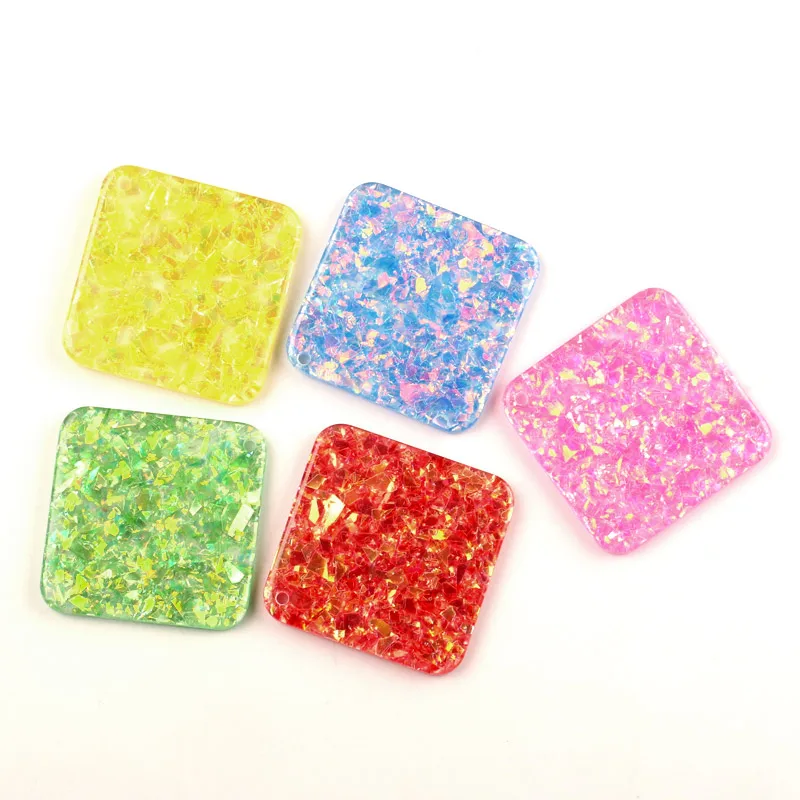 

10Pcs Resin Bling Square With Hole Decoration Crafts Flatback Cabochon Kawaii DIY Embellishments For Scrapbooking Accessories