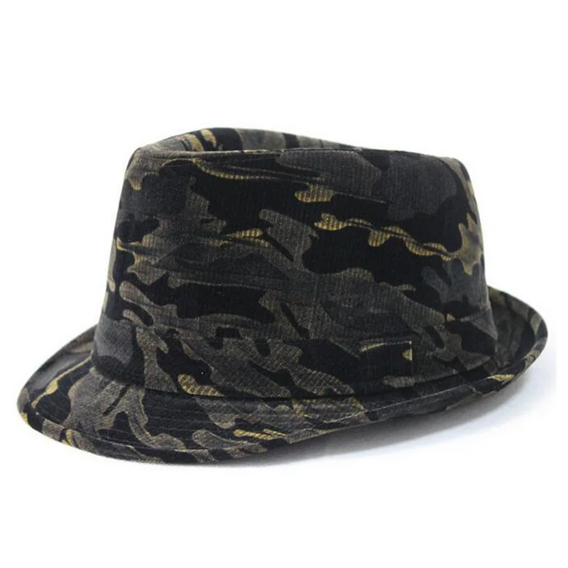 Camouflage style 2 FS британская зимняя Вельветовая полосатая камуфляжная винтажная фетровая шляпа мужская фетровая Дамская мода с широкими полями женская мягкая фетровая шляпа в джазовом стиле шляпы - Цвет: Camouflage style 2