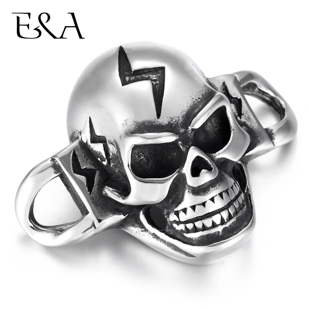 

Stainless Steel Connectors Large Skull Curved 1/1 Loop for DIY Punk Bracelet Making Findings Jewelry Connect Parts Supplies