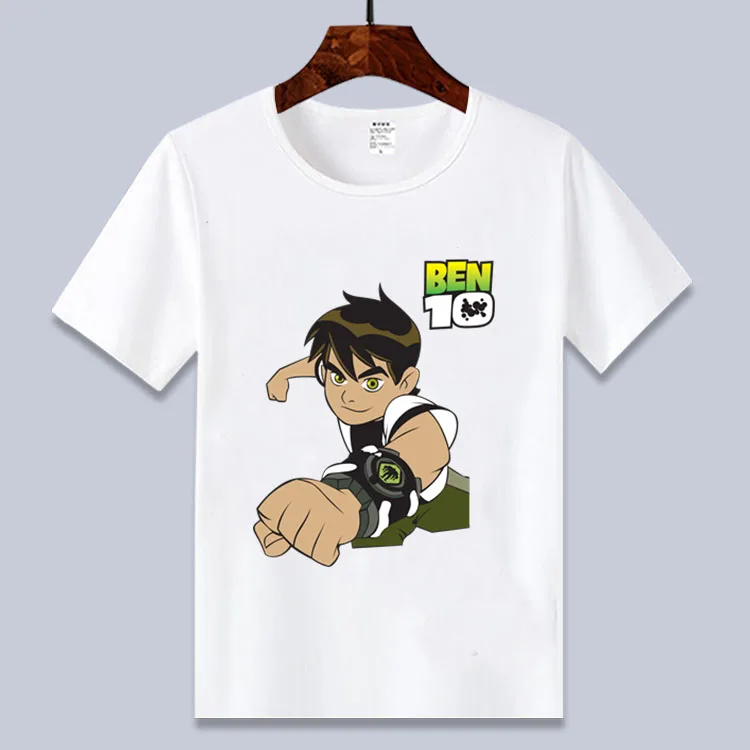 Летние топы; стиль; ben 10; белая футболка для мальчиков и девочек