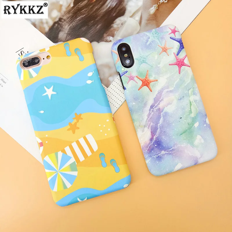 Летние каникулы пляж чехол для iPhone X ультра тонкий матовый Жесткий PC Обложка 7 8 6 S