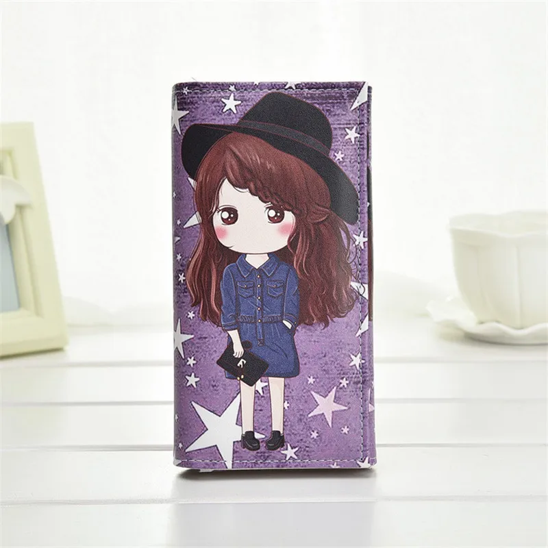 Модный милый кошелек для девочек с рисунком аниме Длинный из искусственной кожи