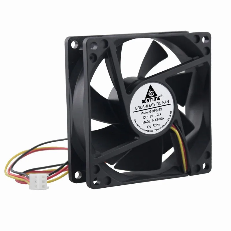 

5 Pcs Gdstime 80x80x25mm DC 12V Motor Brushless Cooler 8cm 3Pin Computer Case CPU Cooling Fan 80mm x 25mm 8025