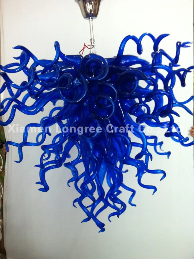 

Free Shipping Commercial LED Light Source European Italian Dale Style Blue Colored Hand Blown Murano Glass Chandelier