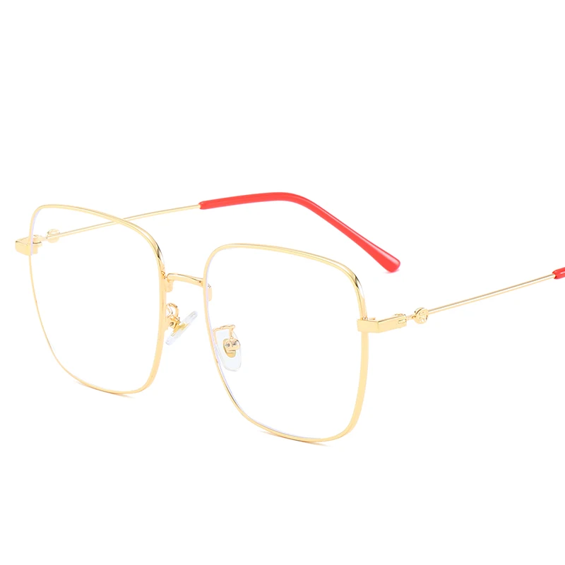 gold red Longkeperer Utralight анти-голубые легкие очки оправа для женщин и мужчин квадратные металлические очки винтажный с прозрачными стеклами прозрачные очки - Цвет оправы: gold red