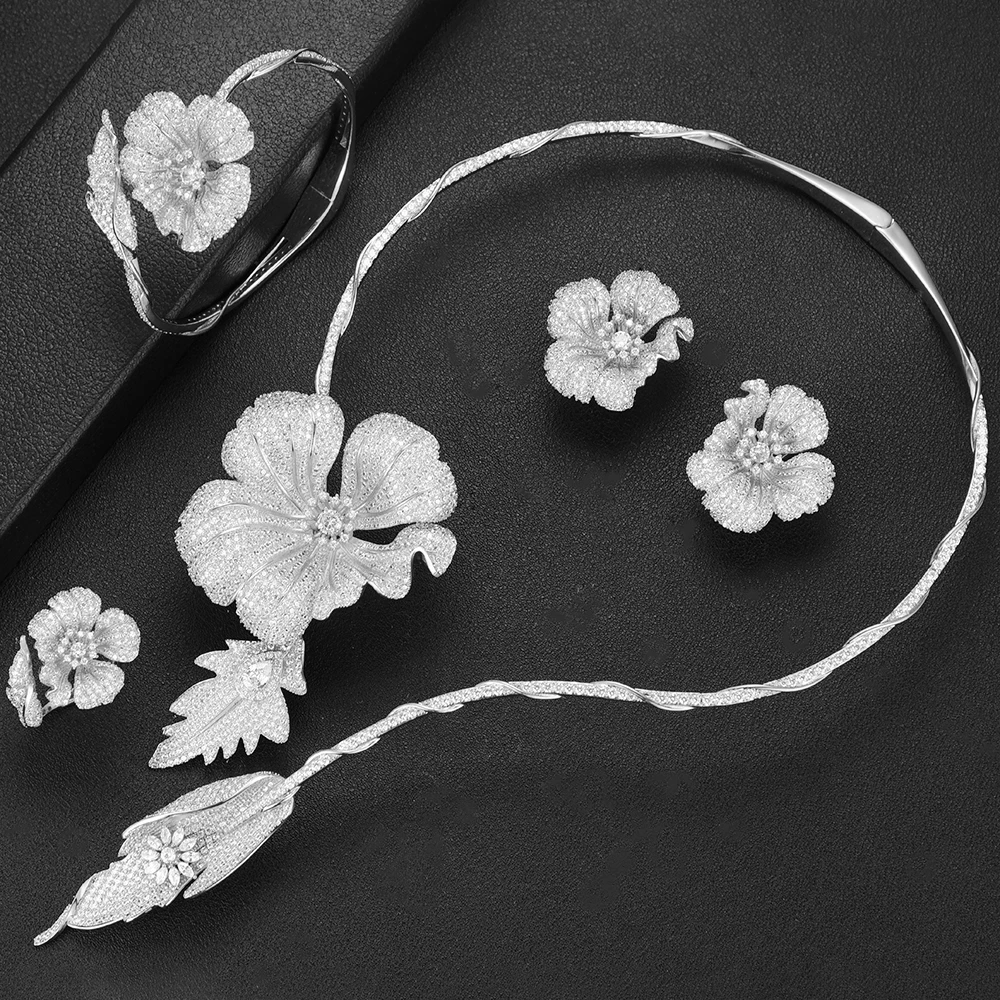 GODKI Famous Brand Flower Lariat Chokers Luxury Nigerian Dubai Jewelry Sets For Women CZ Zircon Wedding Bridal 2019 | Украшения и