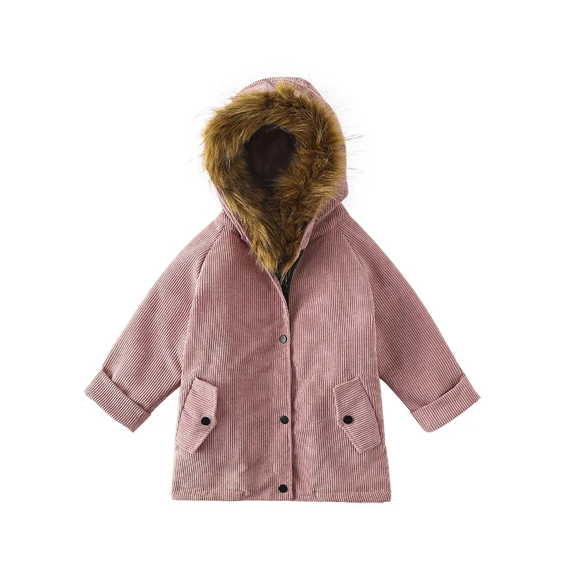 

Warm cotton clothing cotton padded jacket winter courduroy coat thermal warm fleece outwear children fur hoodie parka fashionY92
