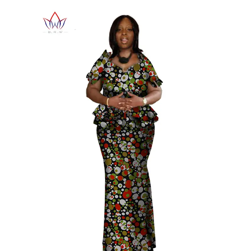 Весна женская одежда бренда африканских Vestido 6XL Воск традиционные африканские одежда 2 предмета для Для женщин юбка комплект brw WY1004 - Цвет: 7