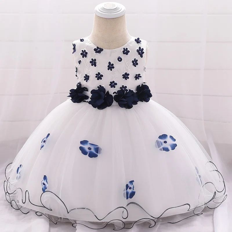 Royal blue На возраст от 0 до 24 месяцев для маленьких девочек летнее платье для девочек 1 года; платье для маленьких девочек s платье для девочек на день рождения Бисер Вышивка Детские Лепесток праздничное платье принцессы - Цвет: Royal blue