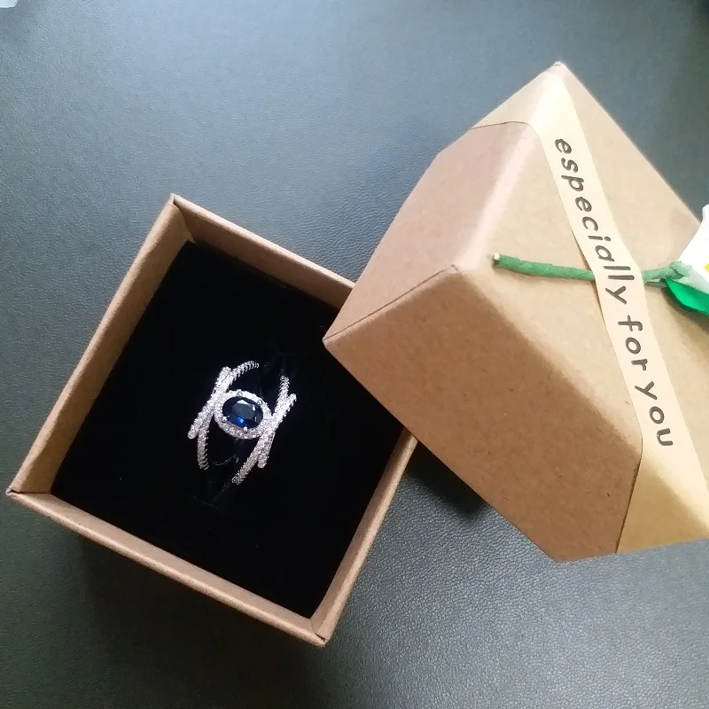 Fashion vintage blue stone Rings for women New trendy retro cubic Zirconia Ring classic copper male female engagment gift |