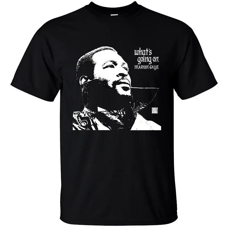 Marvin Gaye-What's Going On футболка из 100% хлопка черная с забавным принтом Мужская