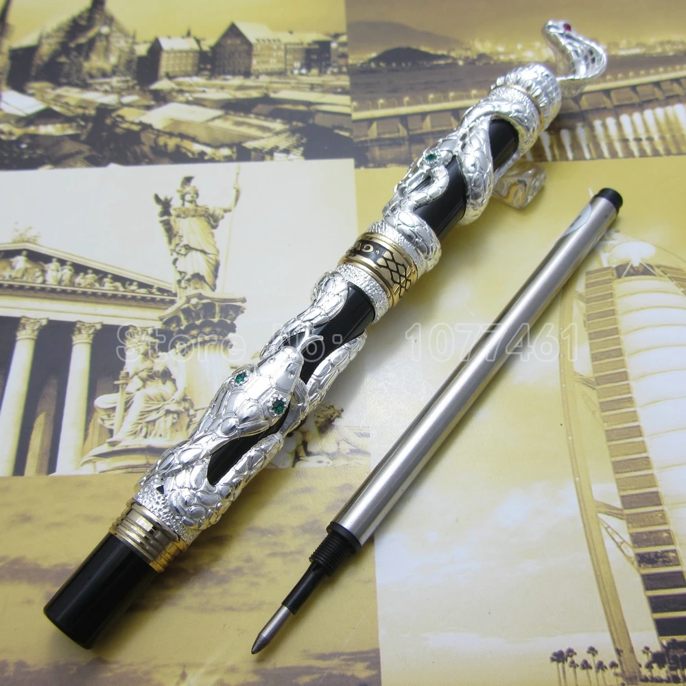 3 шт. jinhao белая черная золотая змея роликовая шариковая ручка с подарочной