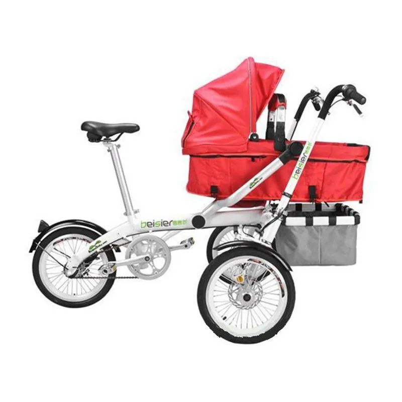 

For Ta Ga Baby Mother Bike Stroller Folding Strollers Child Bike Strollers Kid Mom Bicycle Stroller Pram Tricycle Aluminum Alloy