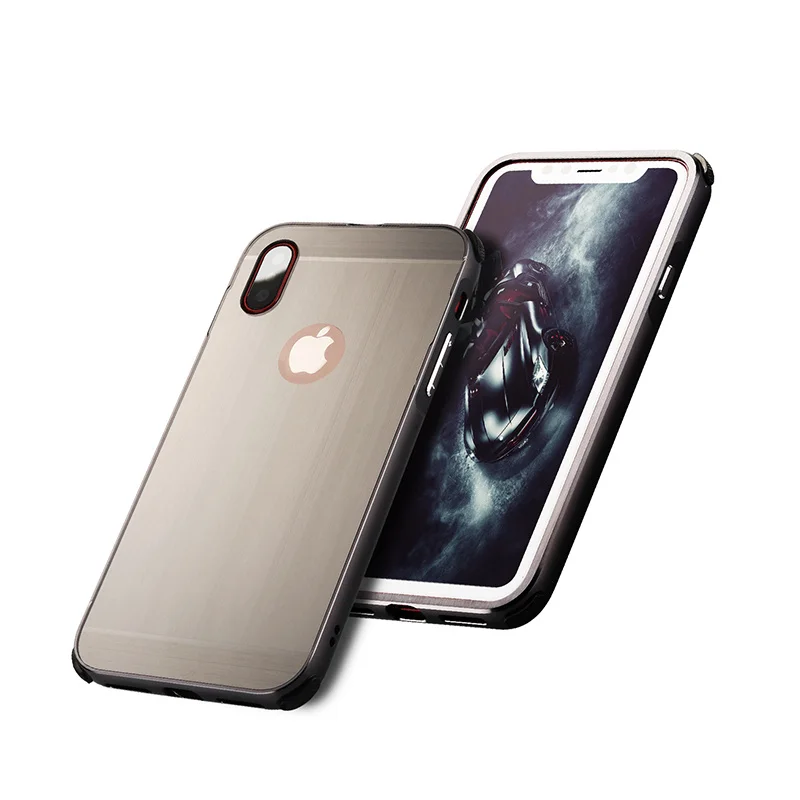 For iphone X Case Brushed mirror Back Cover for iphoneX Plating Aluminum Metal Frame Phone Bag |