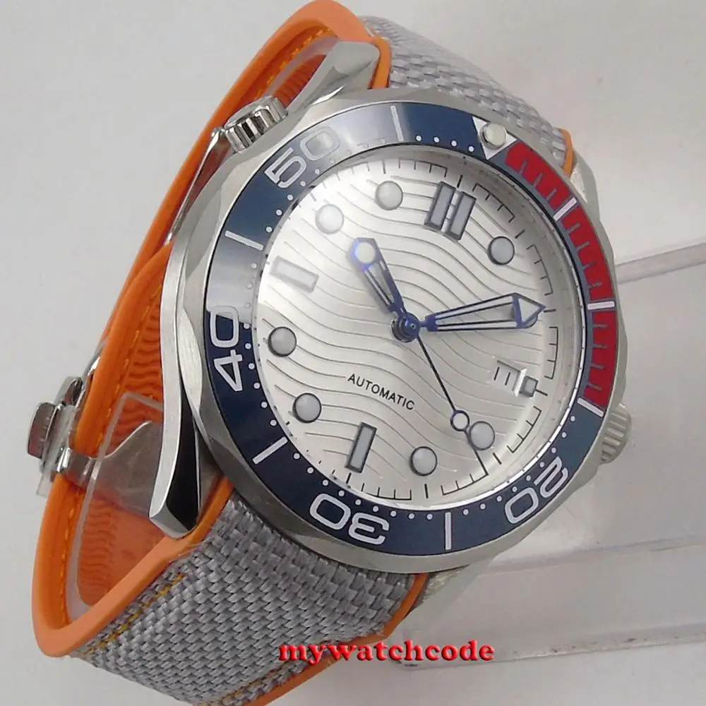 Автоматические Мужские часы с белым циферблатом 41 мм зажимом и сапфировым