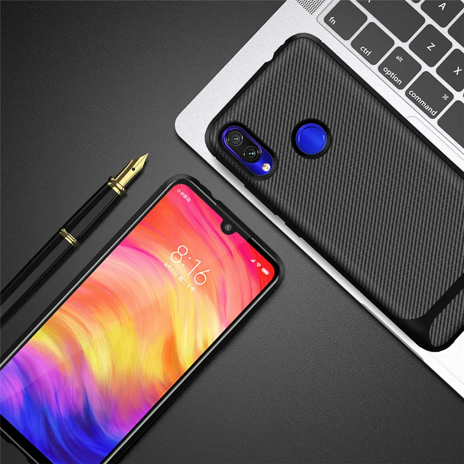 Чехол для Xiaomi Redmi Note 7 Тонкий силиконовый чехол из углеродного волокна Pro 7S Note7
