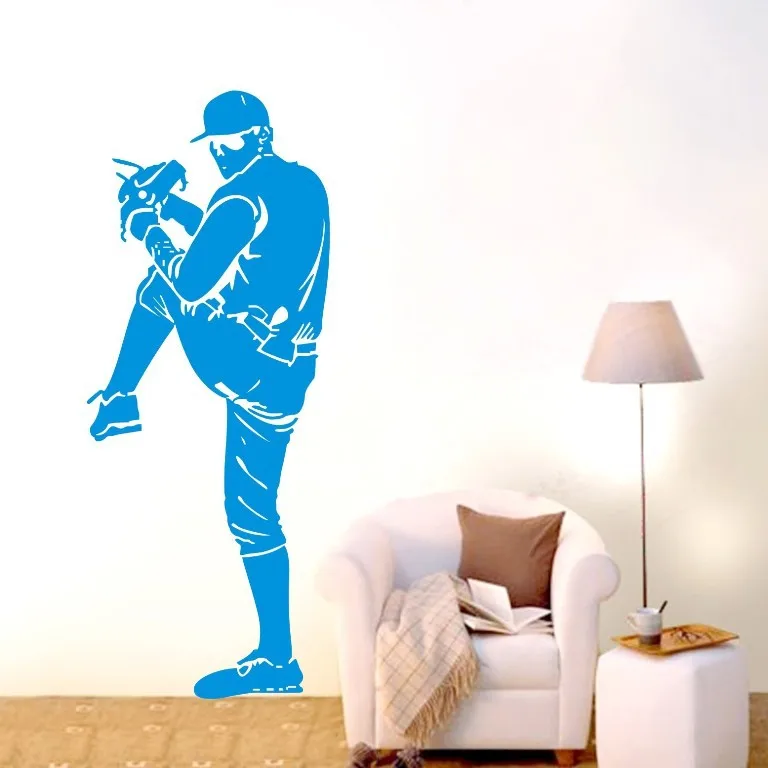 Free Shipping-decor sticker Baseball player sports Wall Decor Removable Vinyl Decal Sticker DIY Mural | Дом и сад