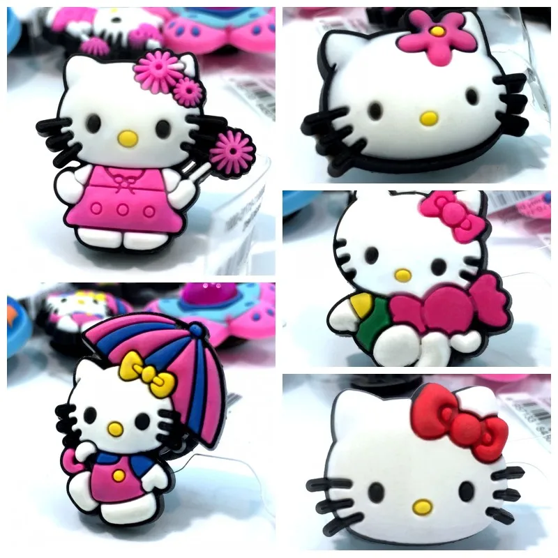 10pcs kitty1 Смешанные стили, 10 шт., высококачественные обувь с мультяшками, очаровательные аксессуары, подходят для cor Croc jibz, вечерние украшения для дома, подарок для детей, модные, Популярные - Цвет: 10pcs kitty1