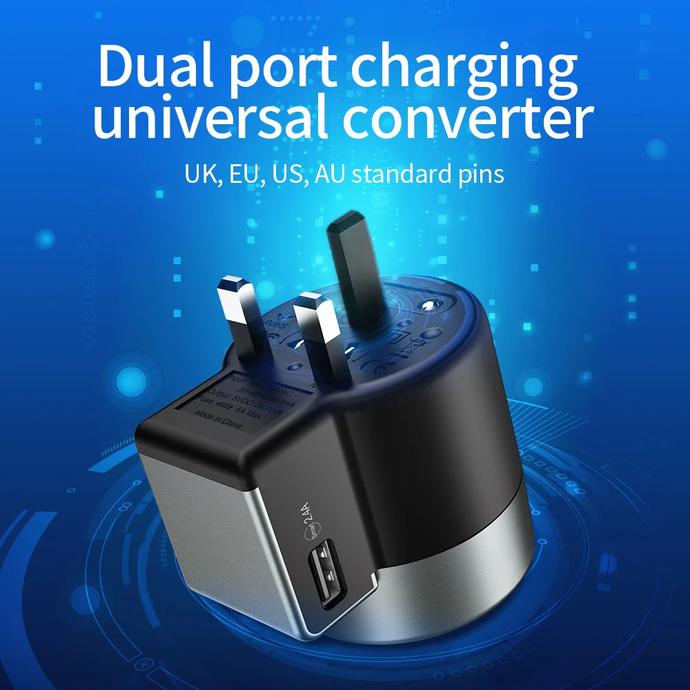 HOCO Универсальное зарядное устройство USB для samsung S10 S9 iphone Whirl 2 USB AC power портативное зарядное устройство для телефона адаптер EU US UK AU Plug