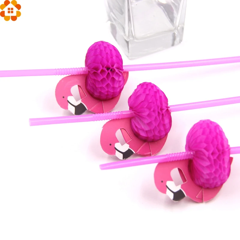 Новые 20 шт./лот Милые 3D трубочка Фламинго Бенди гибкие пластиковые соломинки для