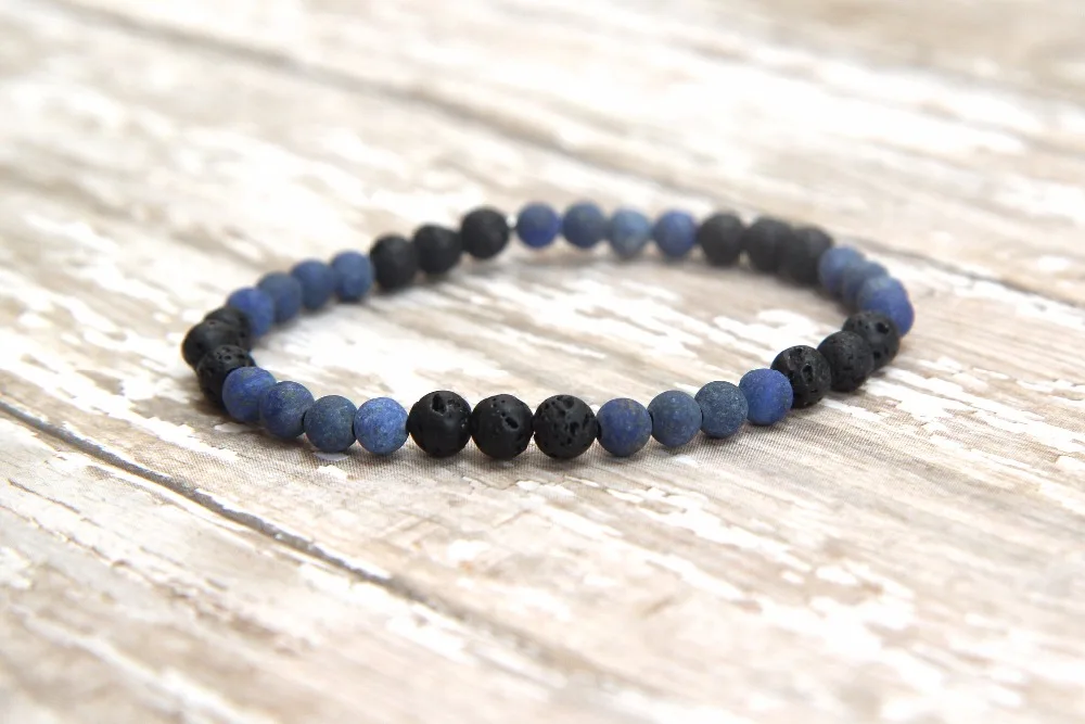 Браслет из натурального лава лазурит браслет бисера мала браслеты мала-йога