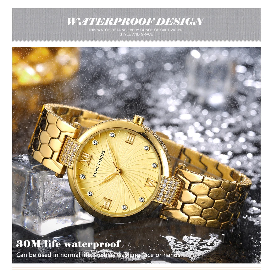 Часы MINIFOCUS женские кварцевые брендовые Роскошные водонепроницаемые наручные