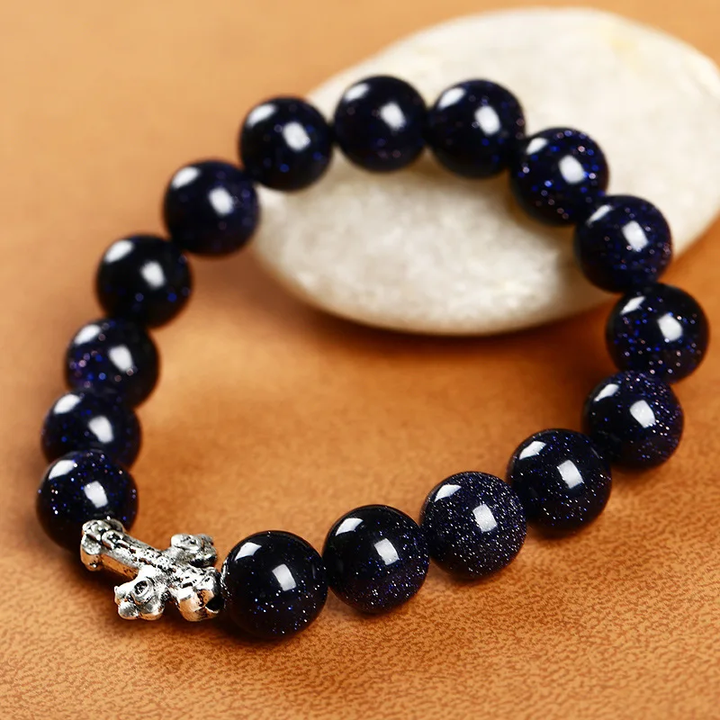 Браслет из натурального оникса с тигром голубой песчаник лава-рок