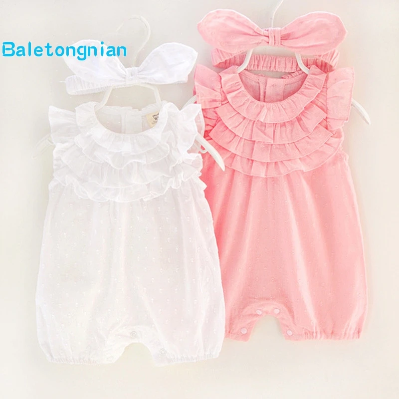 

Princess Baby Rompers Summer Lace Girl One-piece Clothes Rabbits Ears Headband Cotton Girls Clothing Set Kids Jumpsuit Gifts D37