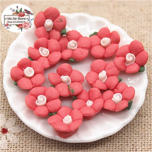 hot pink 50pcs 50 шт 10 мм Разноцветные керамические цветы ручной работы с плоским основанием Кабошон DIY украшения для телефона без отверстия - Цвет: hot pink 50pcs