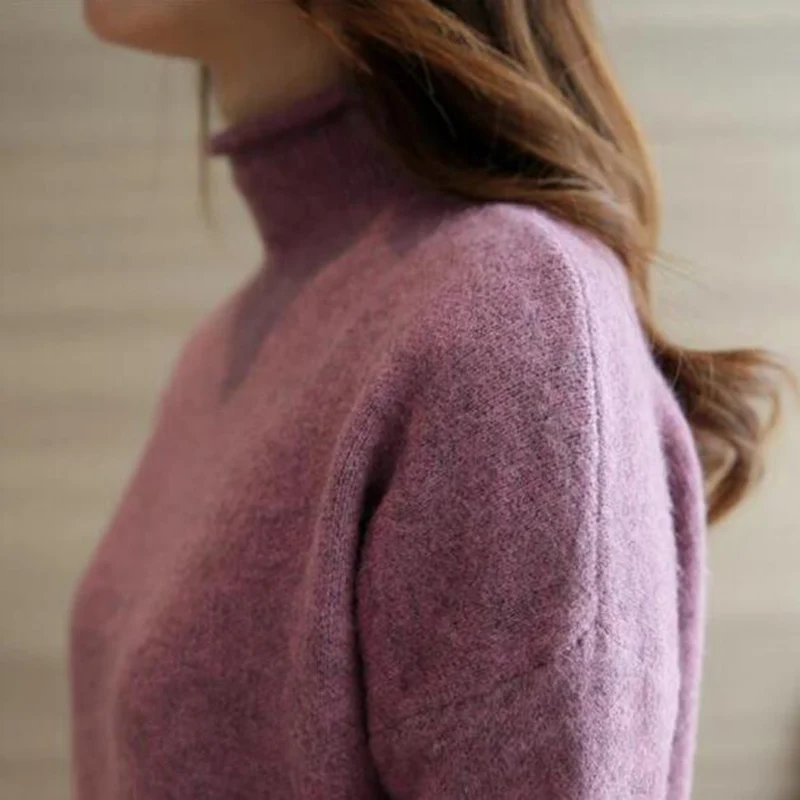 

2018 New Women Autumn Winter Slim Thick Warm Knitted Half Turtleneck Sweater Pullovers Female Causal Sweater Jumper Pull Femme
