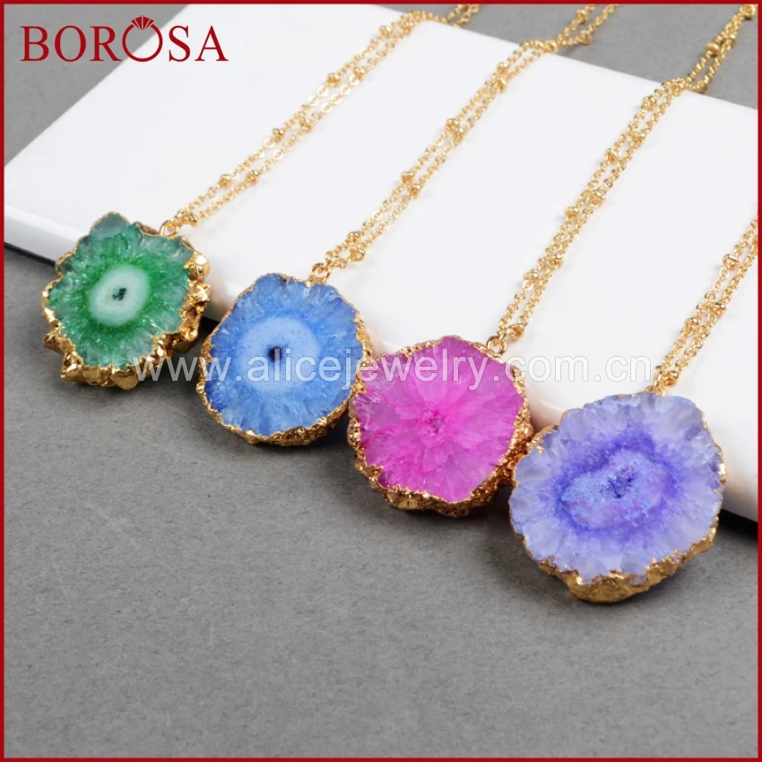 Ожерелье BOROSA с подвеской в виде радужного цветка 5 шт. золотого цвета модные