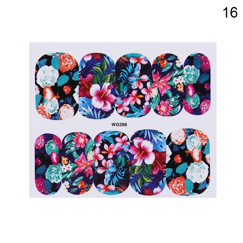 Pattern 16 Водные Наклейки для ногтей, цветы, бабочки, переводные наклейки для ногтей, слайдеры, сделай сам, украшение для маникюра - Цвет: Pattern 16
