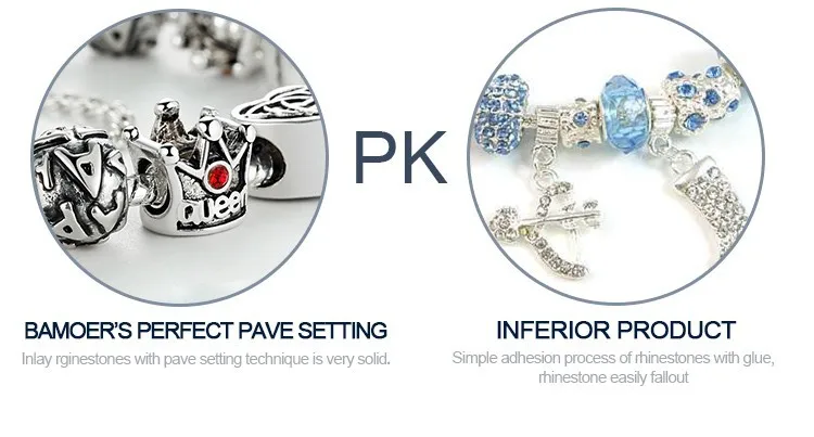 AliExpress роскошный серебряный браслет с круглым кулоном и короной для женщин, модные DIY бусины, ювелирные изделия, Pulseira XCH1430