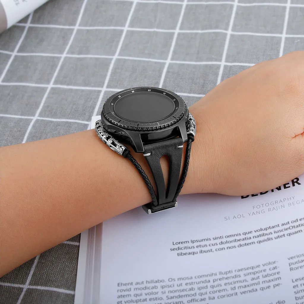 Модные мужские ремешки в стиле ретро для часов Samsung Galaxy Watch (46 мм) кожаные браслет