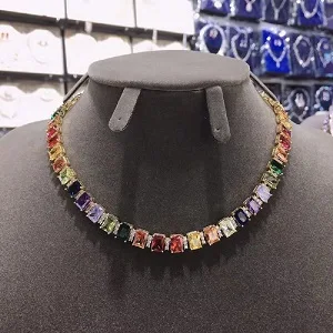 Multicolor Hibride Роскошные Многоцветные кулон Цепочки и ожерелья Красивые Полный AAA кубический циркон модные очаровательные Для женщин вечерние ювелирные изделия подарок N-138 - Окраска металла: Multicolor