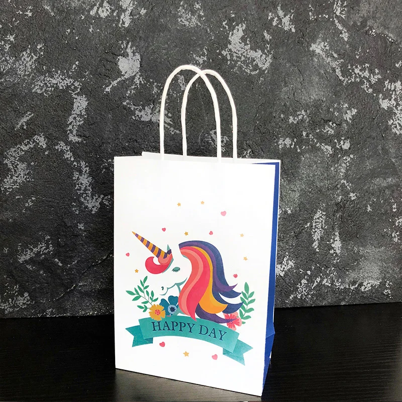 10pcs Unicorn Paper Bag Flamingo Gift Bags Wedding Candy Birthday Party Decoration Shopping with Handle |