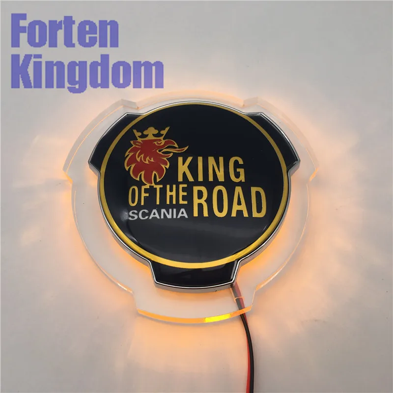 1 шт. для Scania King Of The Road 80 мм ABS грузовик или автомобиль на заказ Передняя решетка эмблема значок с оранжевым 24 В пластина освещения 1401610