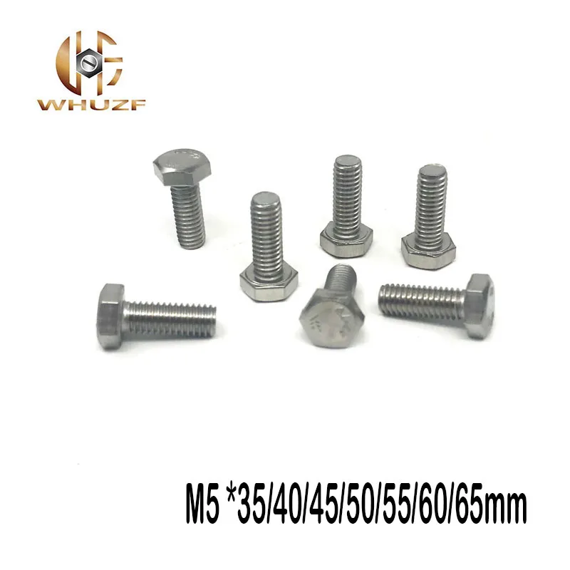 

M5 *35/40/45/50/55/60/65mm DIN933 External Hex Hexagon Head Screw Full Threaded 304 Stainless Steel Bolt Machine Screws